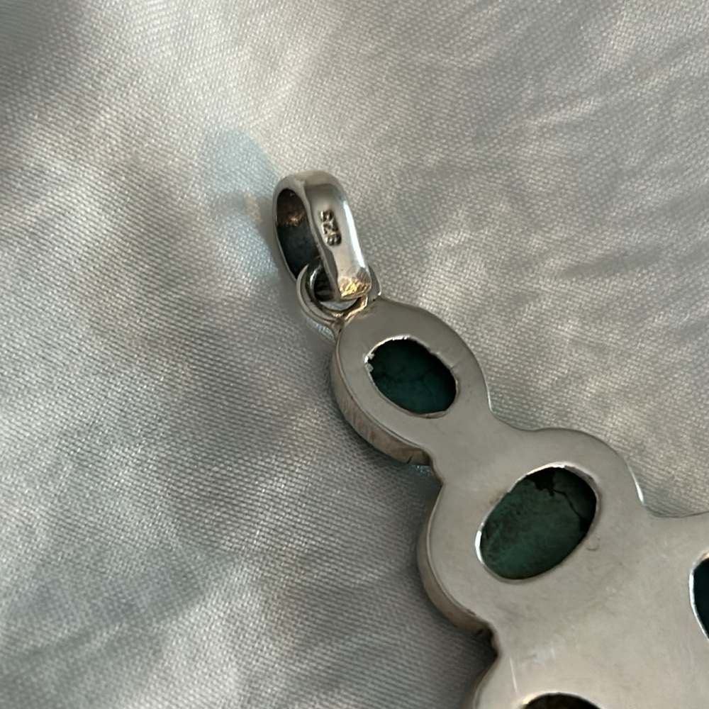 Sterling Silver Five Stone Turquoise Pendant - image 5